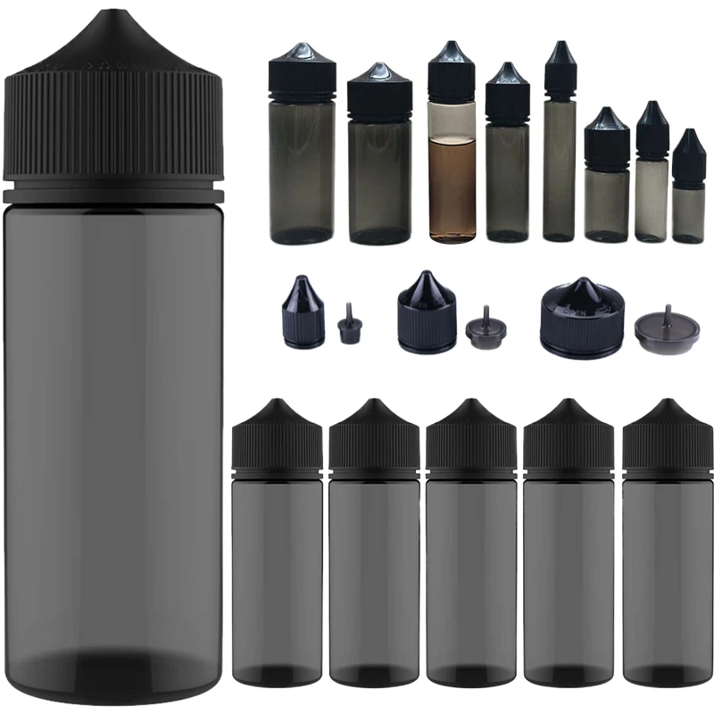 Juice Bottle Dropper - 5 sztuk 10/15/30/60/100/120ml czarne PET plastikowe